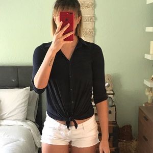 Button down front tie Blouse